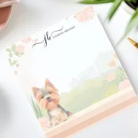 Cute Spring Yorkshire Terrier Floral Personalized Notepad