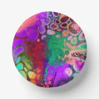 Red, Green, Purple Colorful Digital Fluid Art  Paper Bowls