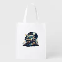 Cottagecore And Aesthetic Goblincore Mushroom Fair Grocery Bag