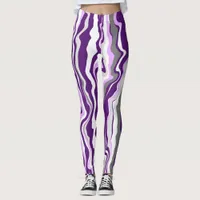 Purple Marble Fluid Art Stripes       Leggings
