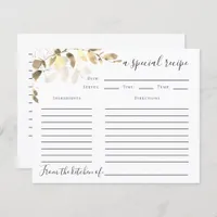 Eucalyptus Bridal Shower Recipe Card | Gold