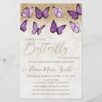 Budget Purple Butterfly Baby Shower Invitation