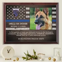 Police K9 Dog Law Enforcement Officer Retirement Award Plaque