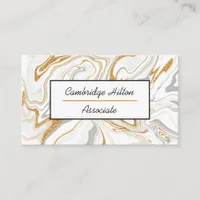 Gold, White and Gray Marble Swirls Business Card