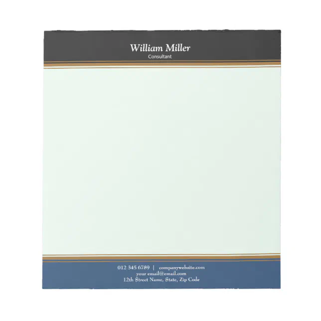 Modern Minimalist Black Blue Stripes Notepad