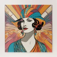 Elegant Lady Art Deco Inspired Woman Portrait  Jigsaw Puzzle