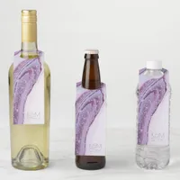 Abstract Glitter Strata Wedding Lilac ID903 Bottle Hanger Tag