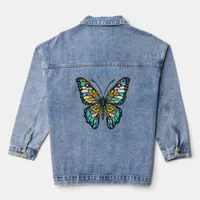 Pretty Stained Glass Butterfly  Denim Jacket