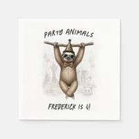 Funny Sloth Party Animal Kids Safari Birthday Napkins