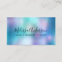 Blue Purple Holographic Calligraphy Business Card