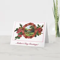Vintage Mother's Day Greeting with Roses and Home Card