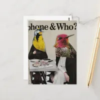 Mr. Meadowlark and Ms. Hummingbird having Tea Postcard