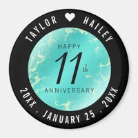 Elegant 11th Turquoise Wedding Anniversary Magnet