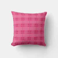 Hot Pink Plaid Throw Pillow