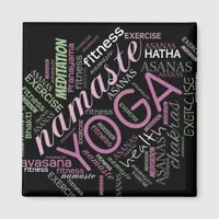 Yoga Word Cloud Plum/Green ID254 Magnet