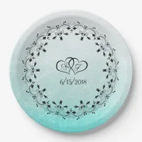 Teal Personalized Wedding Paper Plates