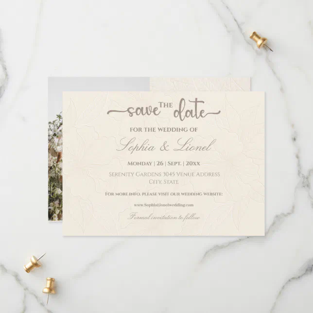 Elegant Minimal Off White Wedding Save The Date