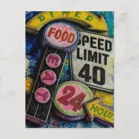 Speed Limit 40 24 Hours Food mixed media collage Postcard