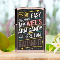 Wife's Arm Candy Chalkboard Sign Zippo Lighter