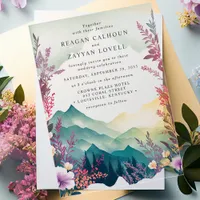 Watercolor Floral Spring Mountains Wedding Acrylic Invitations