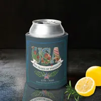 250 Years of Freedom Elegant Patriotic Blue Can Cooler