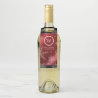 Festive Red Foil Snowflakes Monogram Name Bottle Hanger Tag