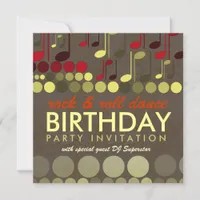 Rock & Roll Music Birthday Party Invitation