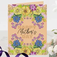 Intricate Colorful Flowers Foliage Mother's Day Card