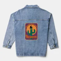 Never Too Hot Halloween Funny Cactus Toon Denim Jacket