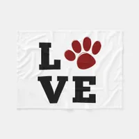 Love Paw Print Animal Lover Dog Lover Fleece Blanket