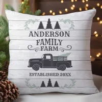 Farmhouse Christmas Tree Family Farm Personalized Throw Pillow