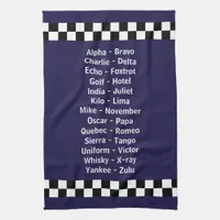 Police Phonetic Alphabet Dark Blue Kitchen Towel