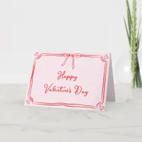 Cute Valentine's Day Coquette Bow Pink & Red Card