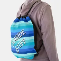 Summer Fresh Ocean Shades Striped Drawstring Bag