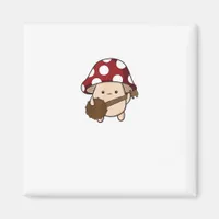 Cottagecore Aesthetic Cute Mushroom Playing Banjo  Magnet