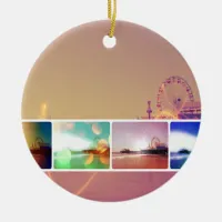 Santa Monica Pier Photo Collage Ceramic Ornament