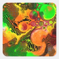 Autumn Colors Abstract Pour Painting Square Sticker