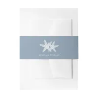 Dusty Blue Starfish Beach Minimal Wedding  Invitation Belly Band