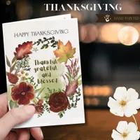 Autumn Wreath Thanksgiving Card -Thankful Grateful