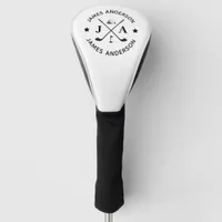 Modern Stylish Monogram & Name Personalized Golf Head Cover