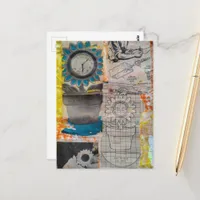 The Flower Clock Vintage Hobbies Collage Postcard