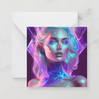 Gorgeous Ai Art Pretty Icy Glass like Woman Note Card