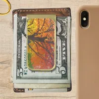 Autumn Leaves of Yellow and Orange Photo Gold Finish Money Clip