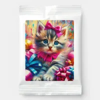 Cute Pink and Blue Kitten Girl's Birthday Lemonade Drink Mix