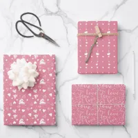 Romantic Pink Hearts and Love Valentine's Day Wrapping Paper Sheets