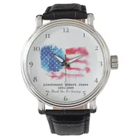 *~* US Flag Military Veteran Red White Blue Watch