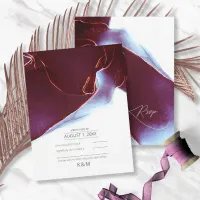 Ink Flow Wedding Burgundy ID762 RSVP Card