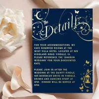 Boho Calligraphy Navy Blue Wedding Detail Card