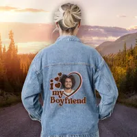 I Love My Boyfriend Photo Retro Denim Jacket