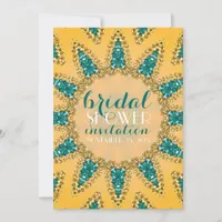 Sunny Teal Gold Sparkle Bridal Shower Invitation